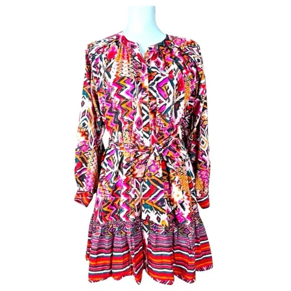 ZARA Geometric Button Front Long Sleeve
Mini Dress, Size L. - Picture 2 of 9